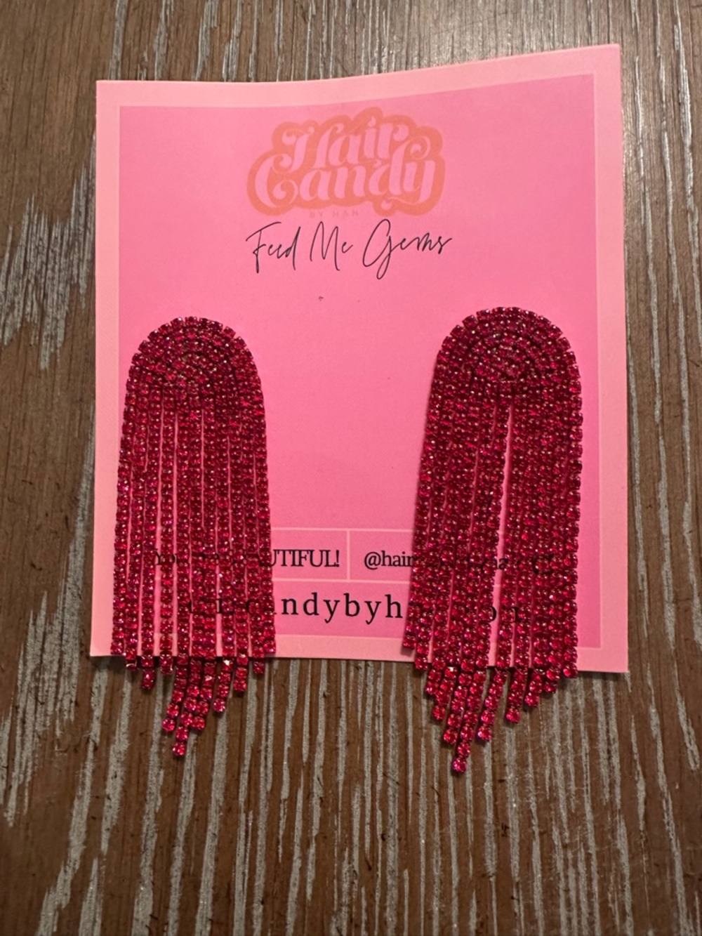 Hair Candy by Han Collection Pink Rhinestone Fringe Earrings
